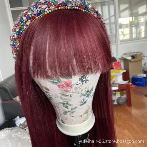 Wholesale 99j Red Burgundy 180% Virgin Wig Black Burgundy Transparent Lace Front Wig Brown Blond Ombre Human Hair Wig